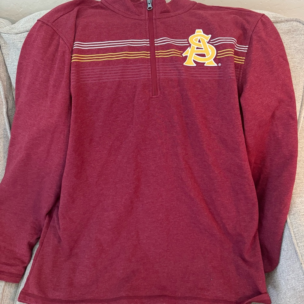 Maroon Quarter-Zip Pullover with Yellow Logo